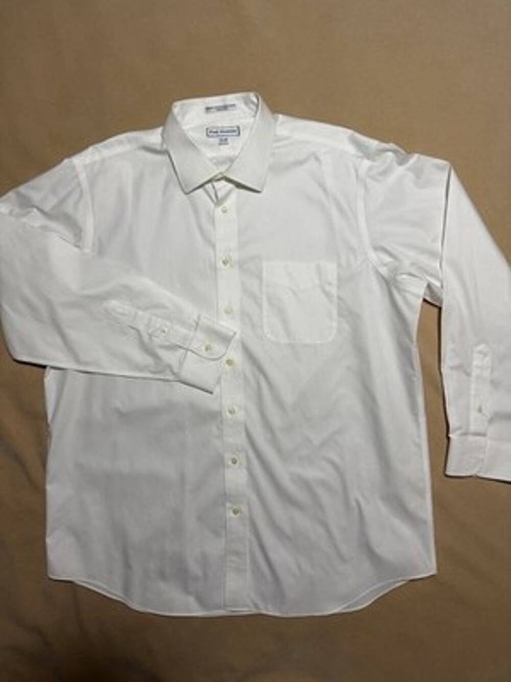 Paul Fredrick Non-Iron 2-Ply Pinpoint White Trim Dress Shirt 17.5 36/37 READ ALL